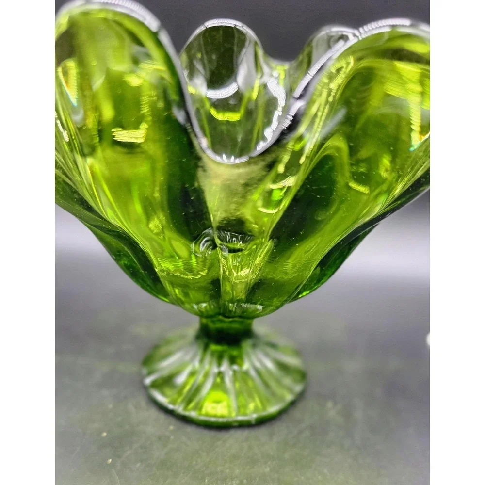 Vintage L. E. Smith Art Glass Swung Pedestal Vase Compote Mid-Century Modern